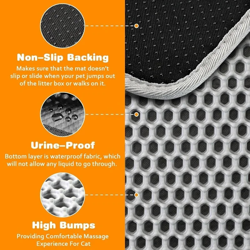 Alfombrilla de doble capa para arena de gato | Impermeable y antideslizante