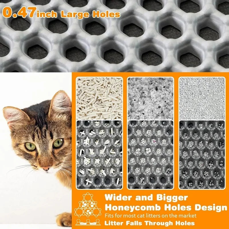 Alfombrilla de doble capa para arena de gato | Impermeable y antideslizante
