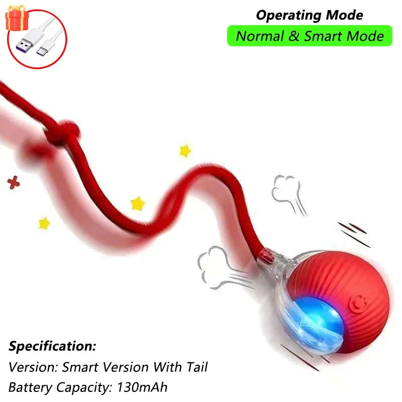 Pelota Interactiva para Gatos con Cola | Juguete Eléctrico Inteligente con Movimiento Automático