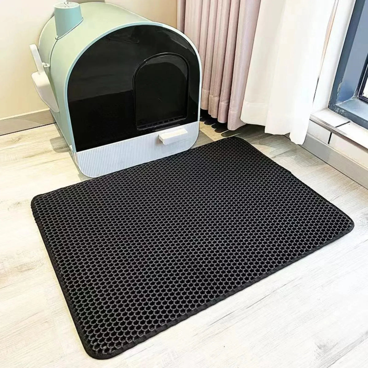 Alfombrilla de doble capa para arena de gato | Impermeable y antideslizante