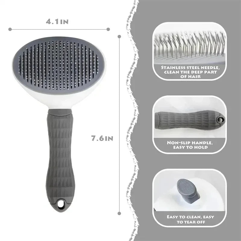 Cepillo Autolimpiable para Perros y Gatos | Peine Deslante y Quitapelos Profesional