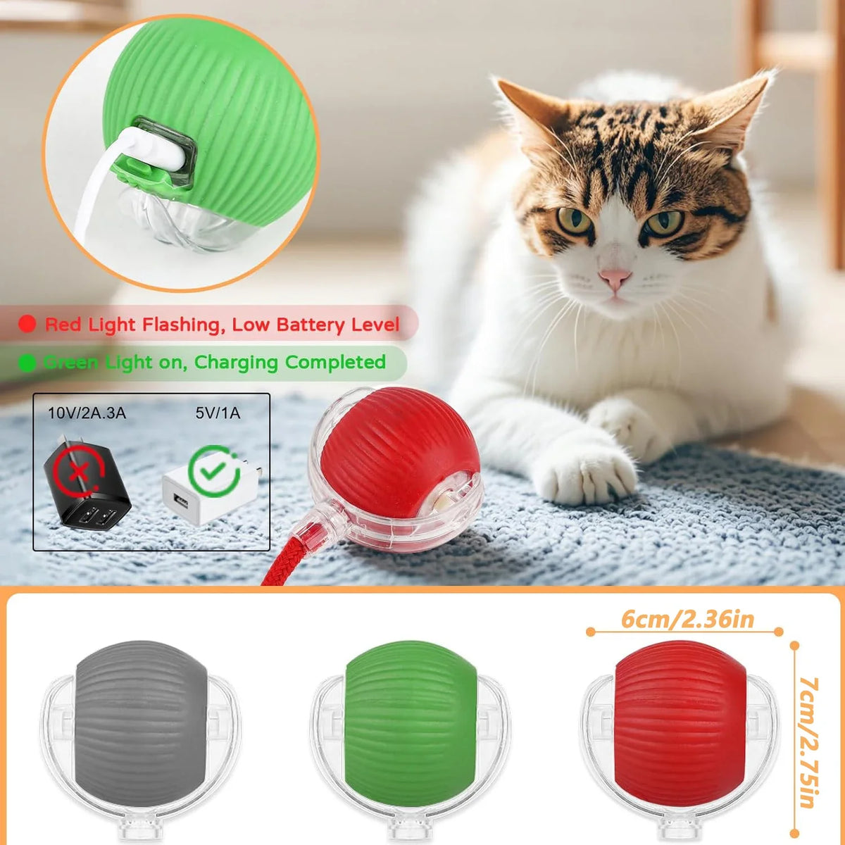 Pelota Interactiva para Gatos con Cola | Juguete Eléctrico Inteligente con Movimiento Automático