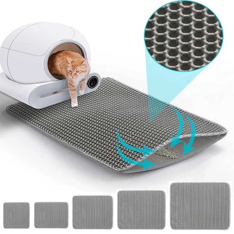 Alfombrilla de doble capa para arena de gato | Impermeable y antideslizante