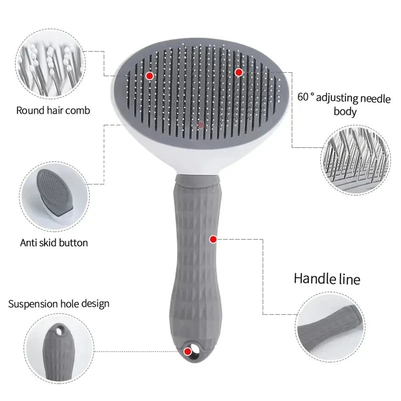 Cepillo Autolimpiable para Perros y Gatos | Peine Deslante y Quitapelos Profesional